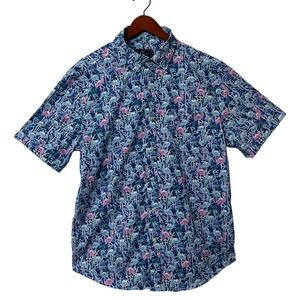 Vineyard Vines Performance Tucker Shirt Blue Flamingo Coastal Preppy Casual L